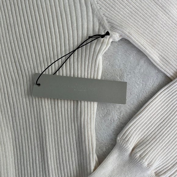 One Grey Day Paige Cardigan in color white, Sable - Picture 3 of 7